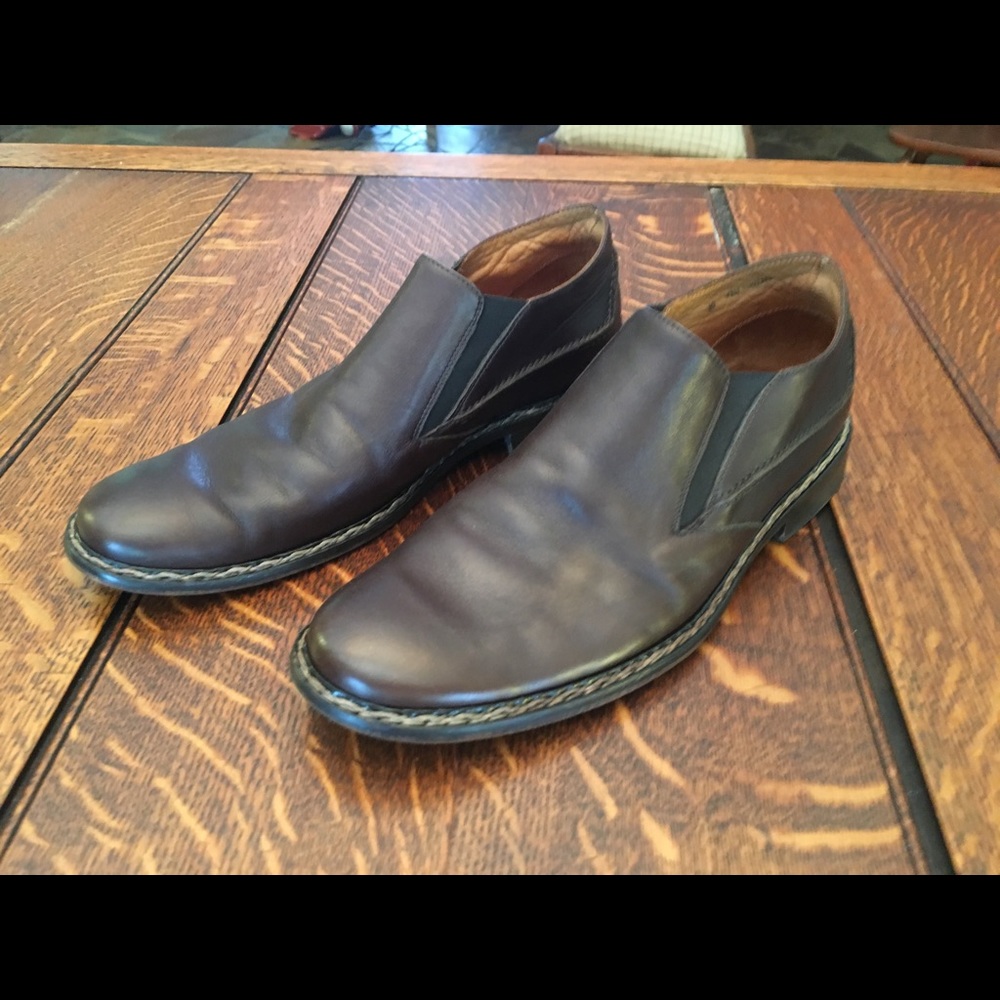 John Varvatos Brown Leather Slip Ons - Size 10